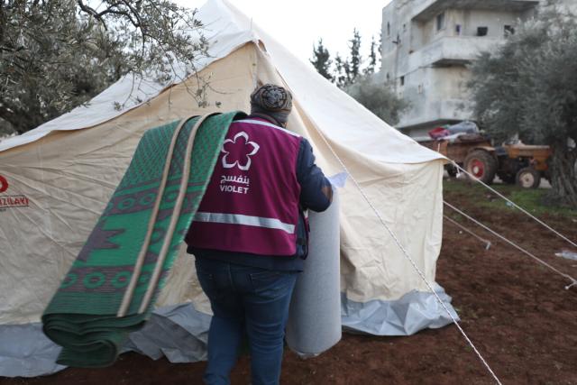 ActionAid partner, Violet, conducts distributions in Northwest Syria